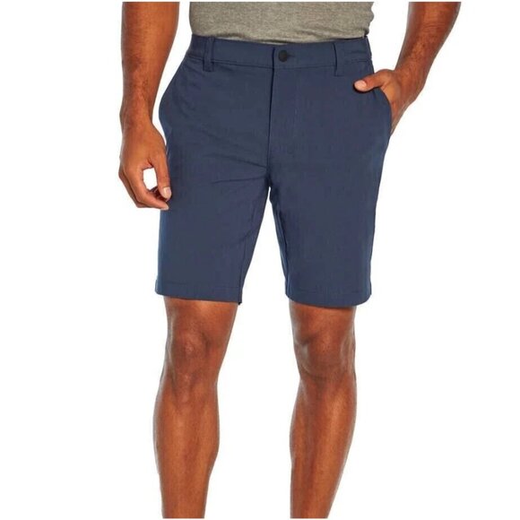 NEW Banana Republic Men's Size 32 Comfort Flat Front Shorts Navy Blue Polyester - Picture 1 of 7